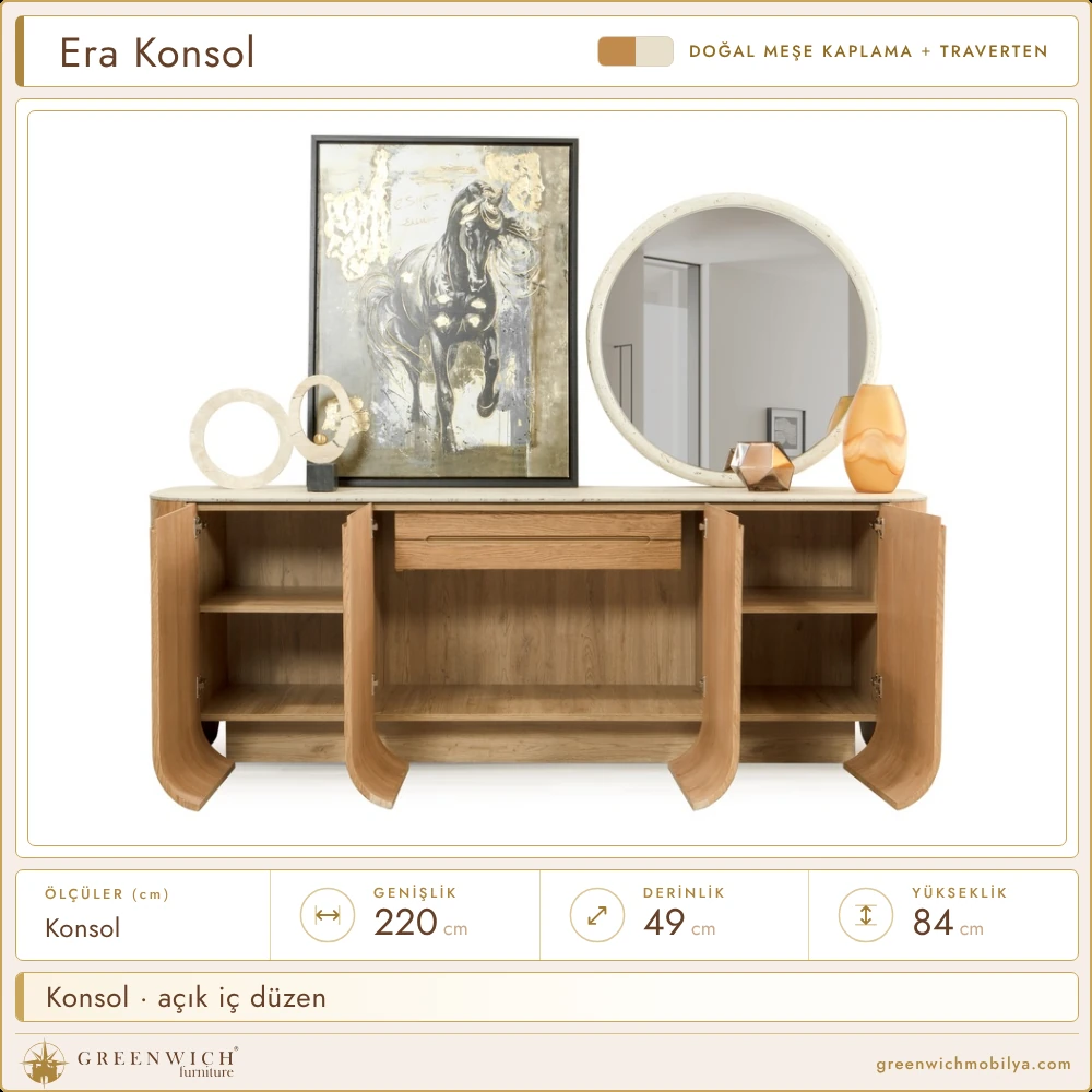 Era meşe konsol, açık iç düzen