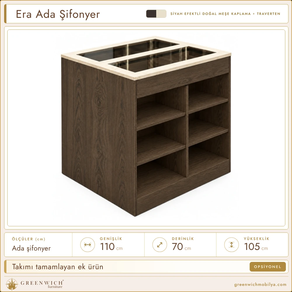 Era siyah ada şifonyer, açık raflı, opsiyonel ürün
