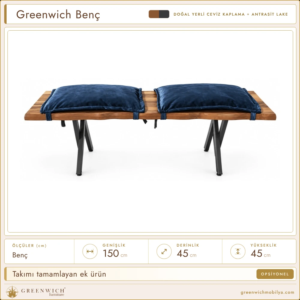 Greenwich benç, opsiyonel ürün