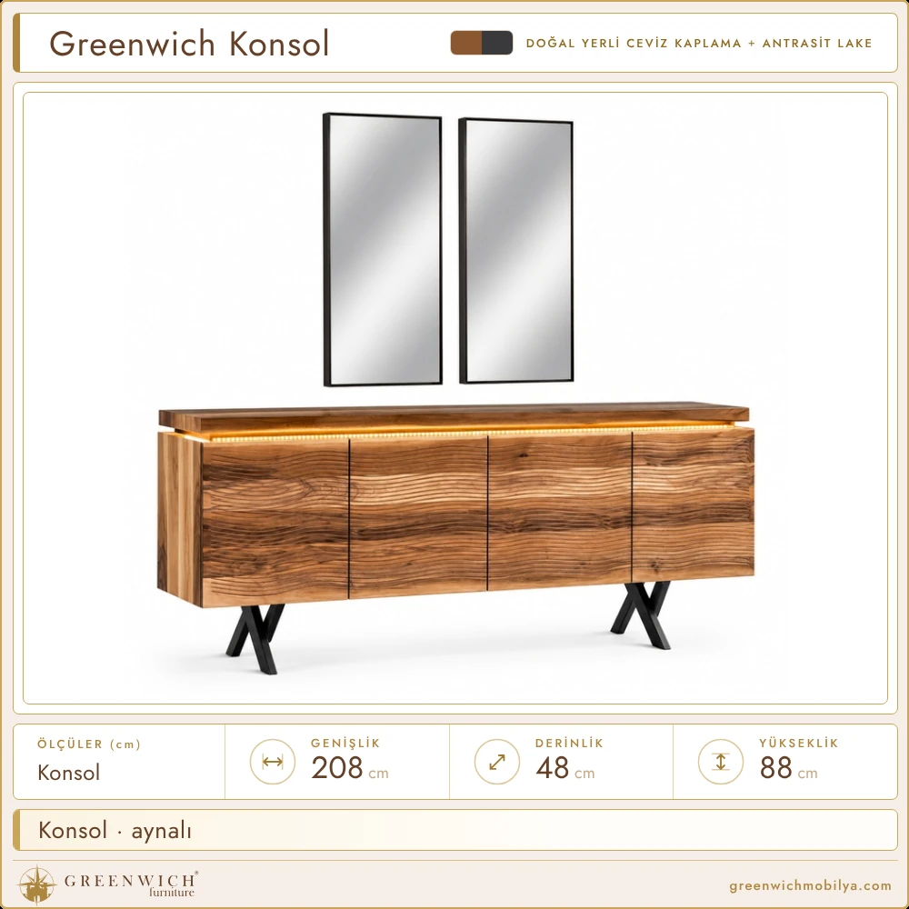 Greenwich konsol, aynalı