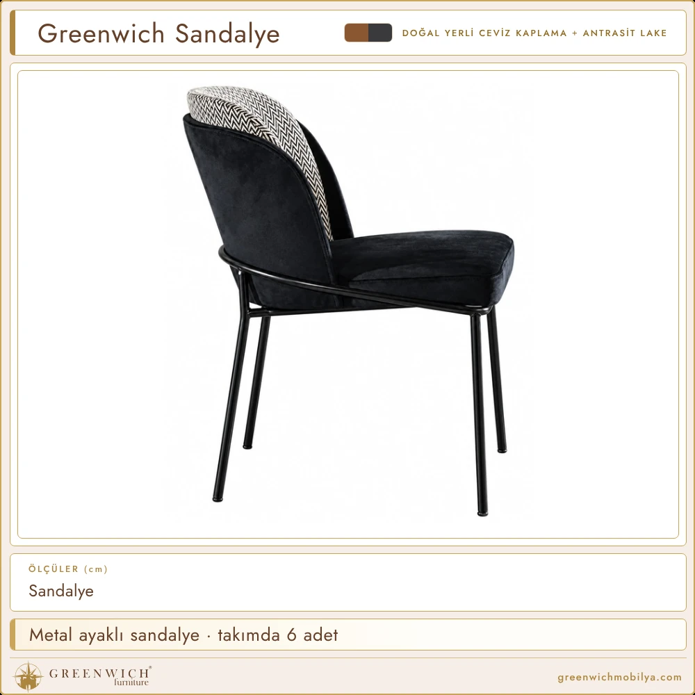 Greenwich sandalye, metal ayak