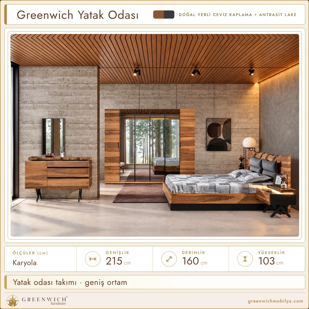 Greenwich yatak odası takımı, geniş ortam