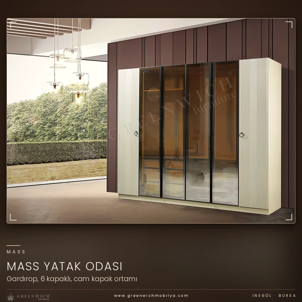 Mass 6 kapaklı camlı gardırop, İnegöl gardırop