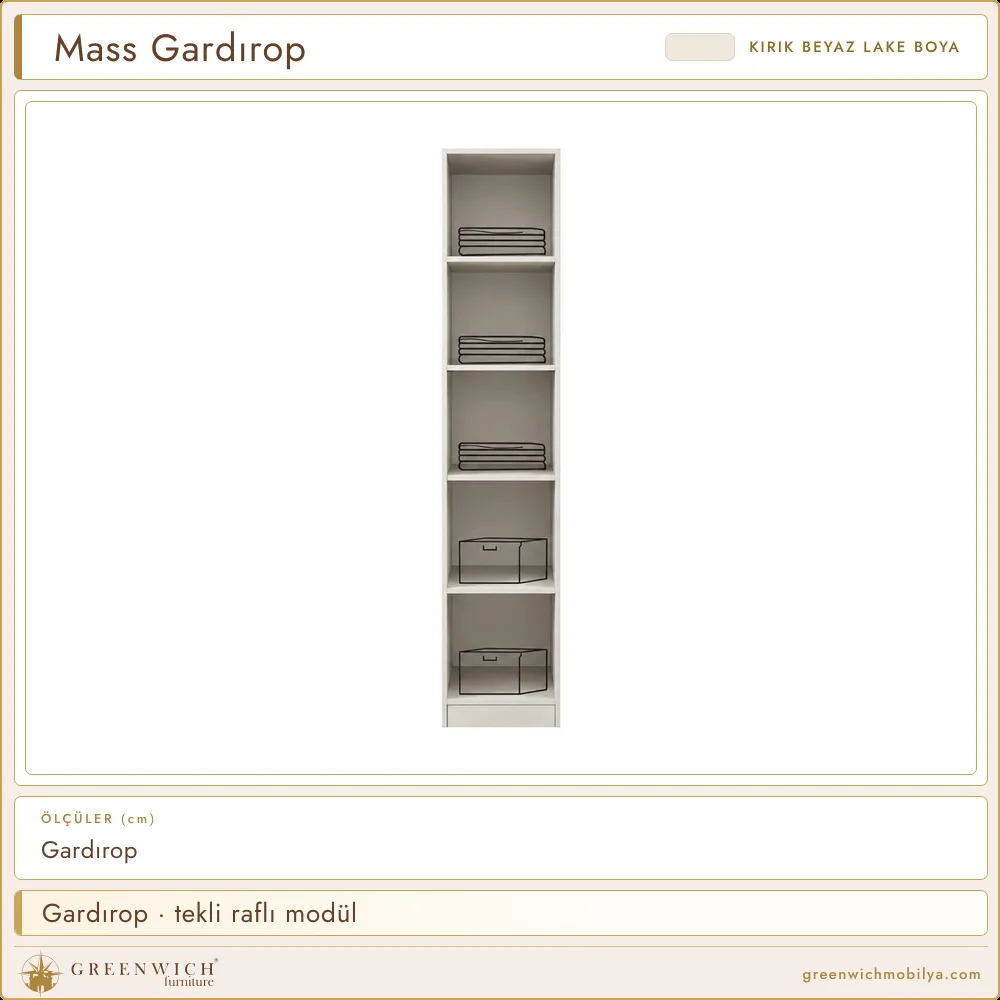 Mass gardırop, tekli raflı modül